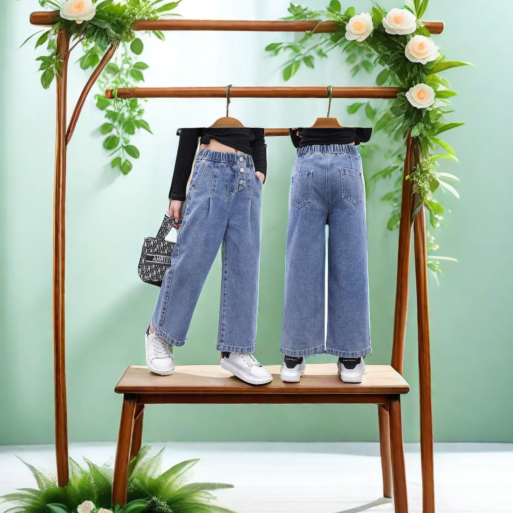 2024 New Spring And Autumn Girls Loose Wide-Leg Jeans Long Leg Pants Big Children Children Wear Pants Summer New Girls Jeans Application Scenario