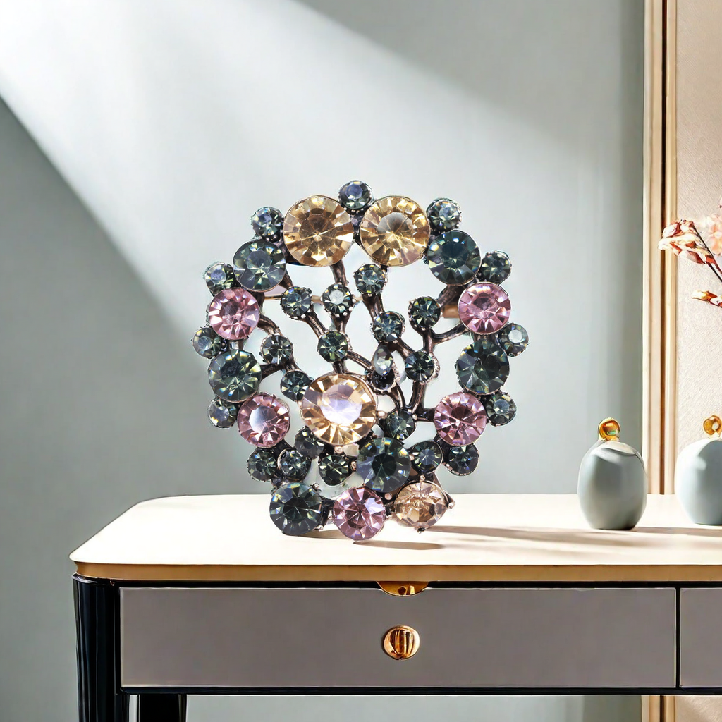 Retro-style flower brooch, fashionable, individual and elegant brooch, crystal large corsage