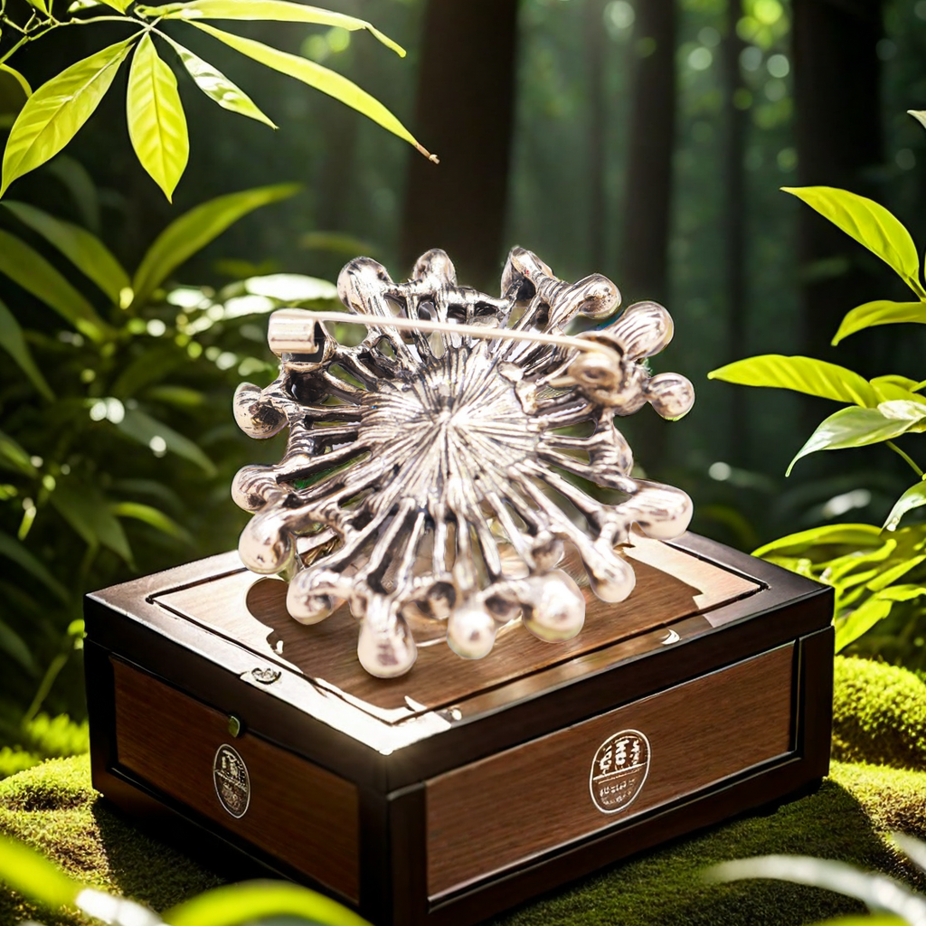 The retro gold brooch and round pearl pin exude a fashionable and elegant charm details Picture