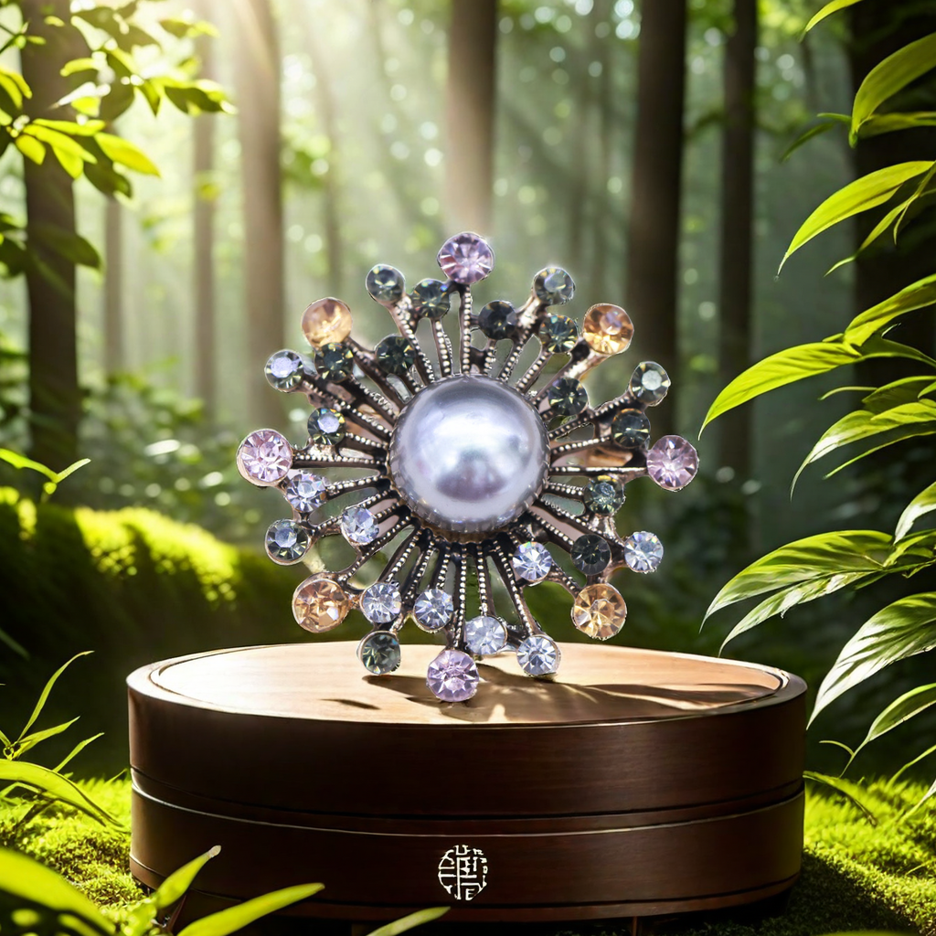 The retro gold brooch and round pearl pin exude a fashionable and elegant charm Specification image