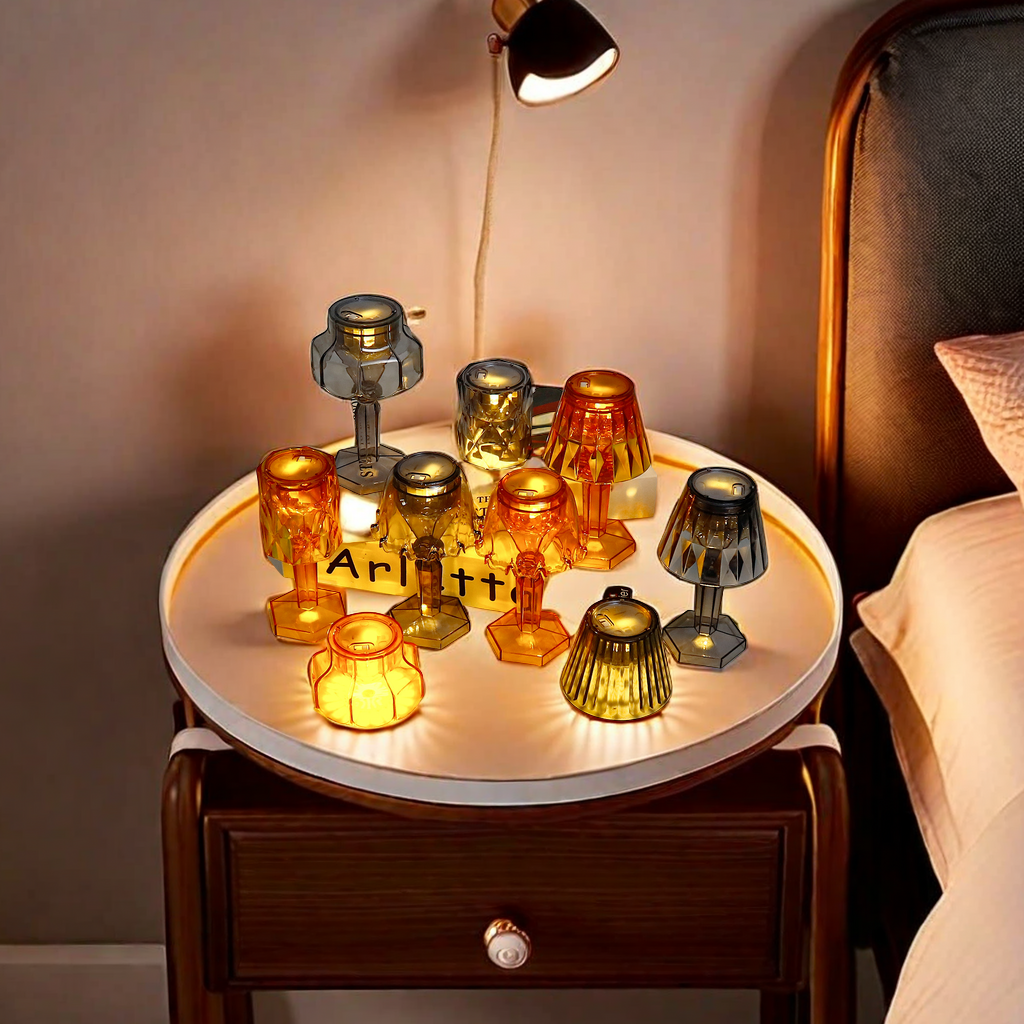 5273 brand InS-style mini table lamp, LED light-emitting electronic candle lamp, warm light projection lamp for bedroom bedside decoration, night light, creative decorative lamp details Picture