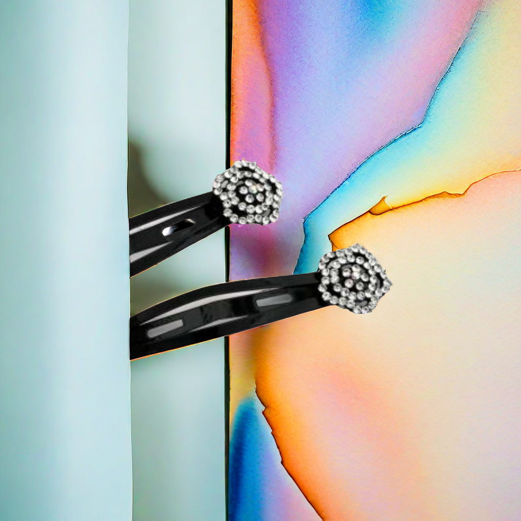 韩流潮饰，发卡头饰 发圈发夹 精美发卡萌娃专享 时尚可爱头发装饰品，黑底白钻，可定做