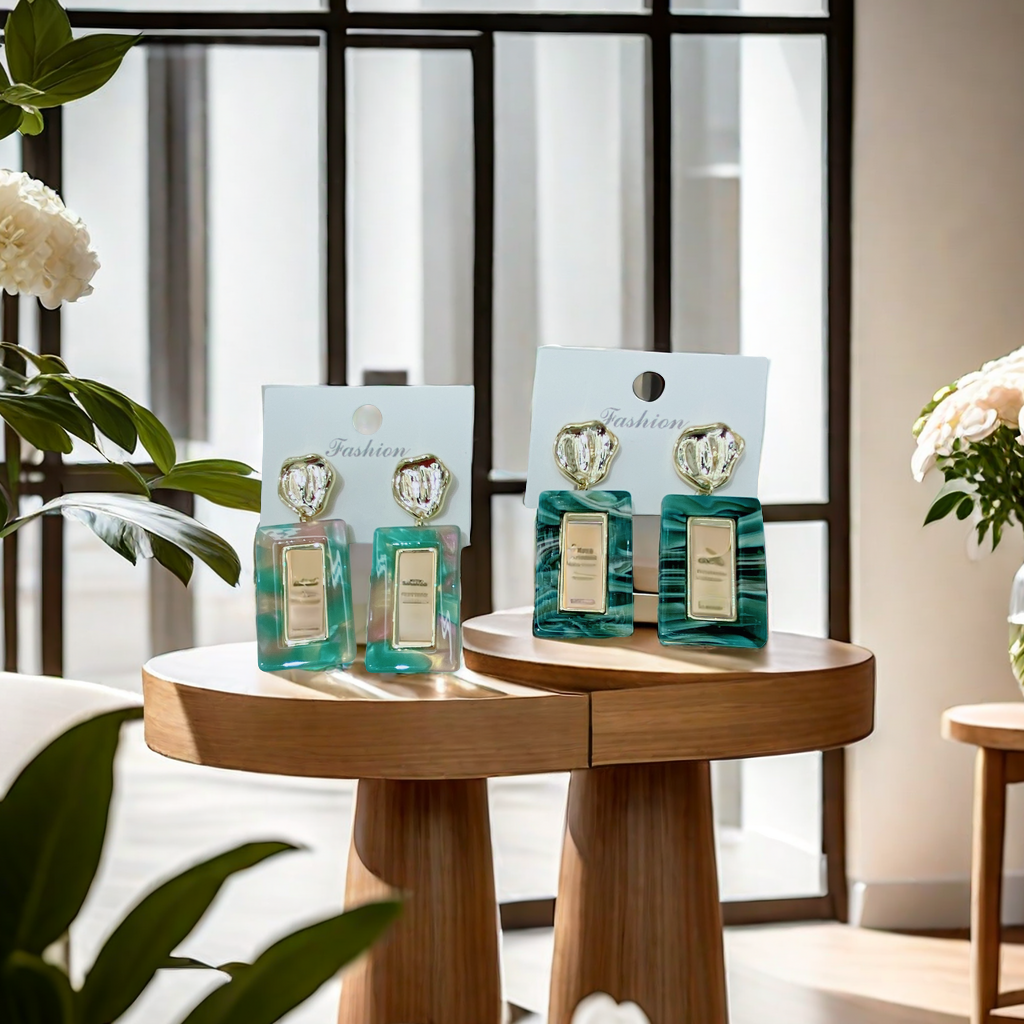 爱心树脂棒棒糖耳夹款耳饰 小叶子饰品 花瓶设计女孩首饰品 甜美可爱风格产品图