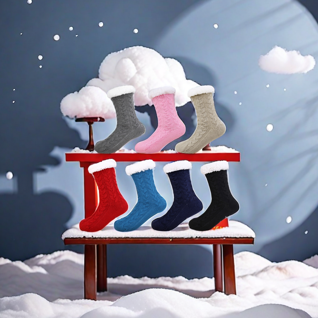 1984年新款冬季加绒加厚居家地板袜 成人袜点胶防寒防滑雪地袜懒人保暖袜温馨家居必备