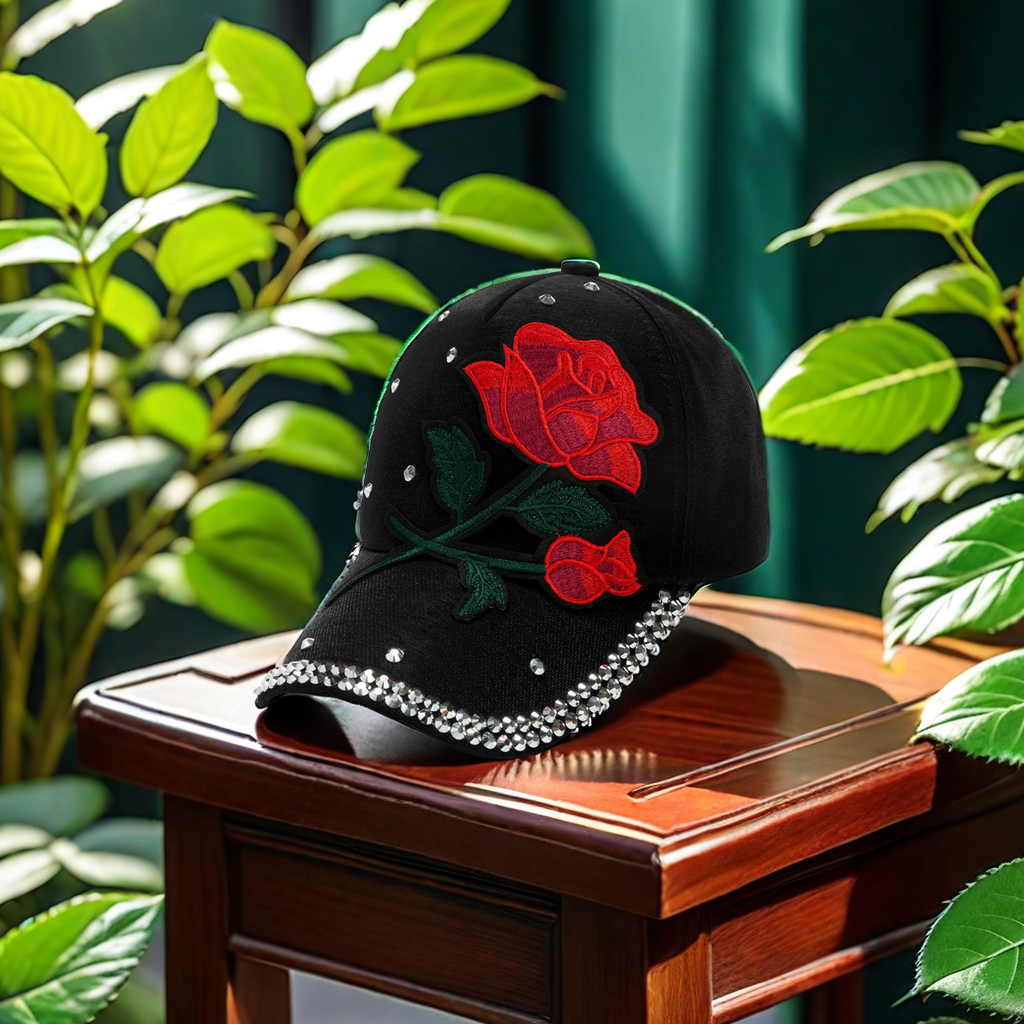 New Korean rose-embroidered baseball cap for women, sunshade, sun protection, casual and versatile adult cap with a cute hooded style 3977 pieces