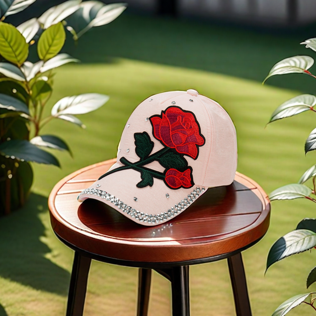 New Korean rose-embroidered baseball cap for women, sunshade, sun protection, casual and versatile adult cap with a cute hooded style 3977 pieces details Picture