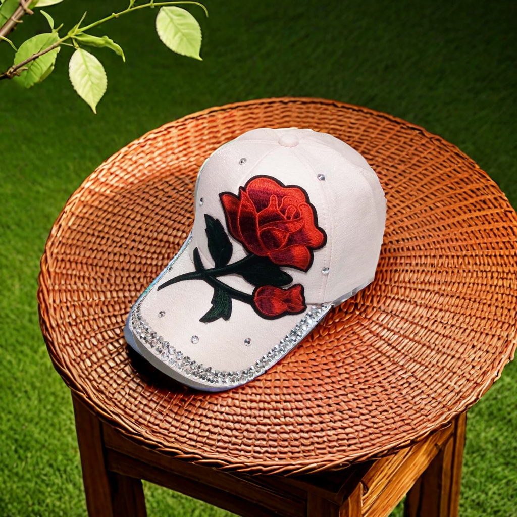 New Korean rose-embroidered baseball cap for women, sunshade, sun protection, casual and versatile adult cap with a cute hooded style 3977 pieces Item Picture