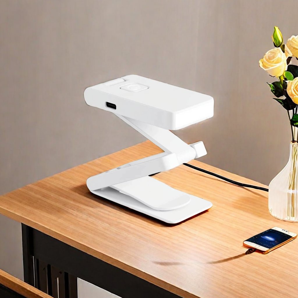 Creative gift 5273 Mini desk lamp, foldable reading clip lamp, stepless dimming with three color temperature Settings, night light, energy-saving and durable reading lamp Item Picture