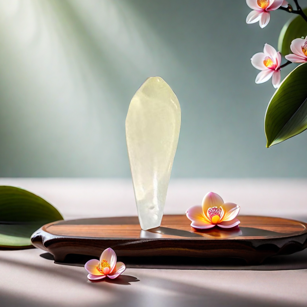 捷克琉璃兰花白底实物图