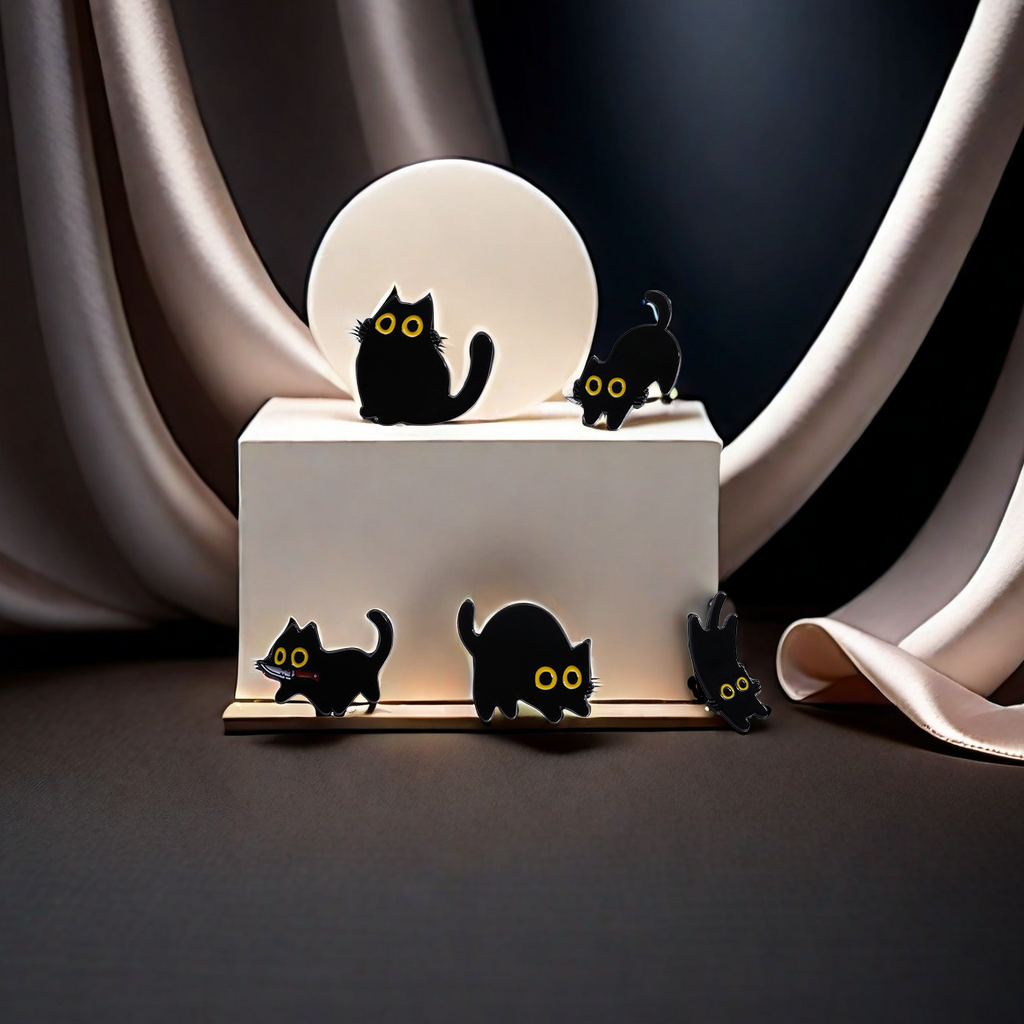 黑猫胸针细节图