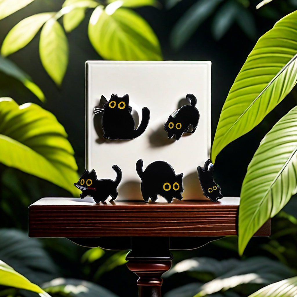 黑猫胸针白底实物图