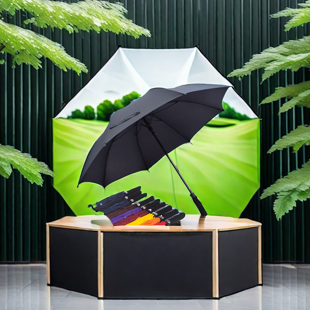 27寸全纤维直杆自动伞 高尔夫伞长柄伞加大抗风 商务礼品广告伞批发 雨伞耐用防晒