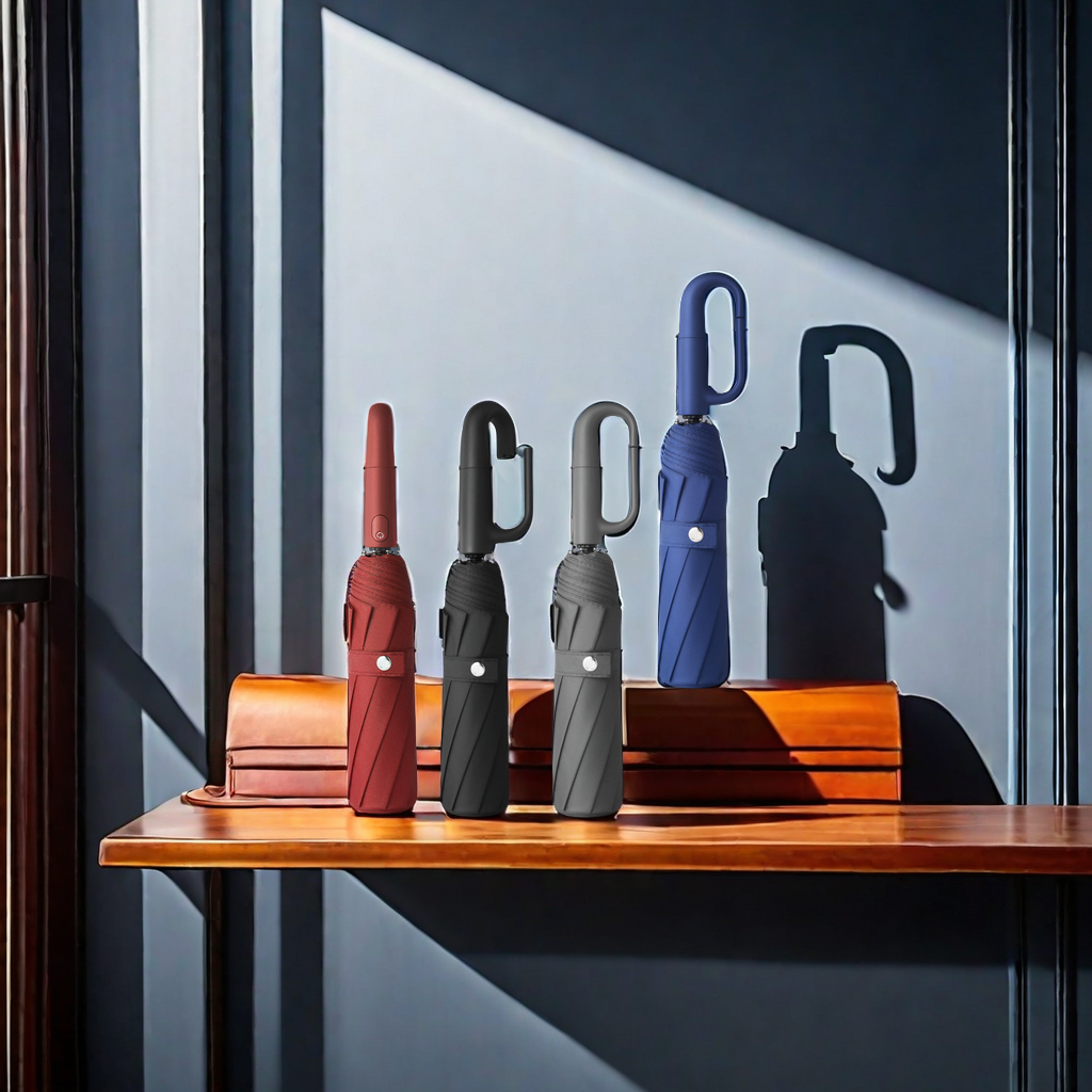 环扣自动伞 三折防晒防紫外线晴雨伞 黑胶遮阳伞 商务礼品伞 男女通用折叠伞 