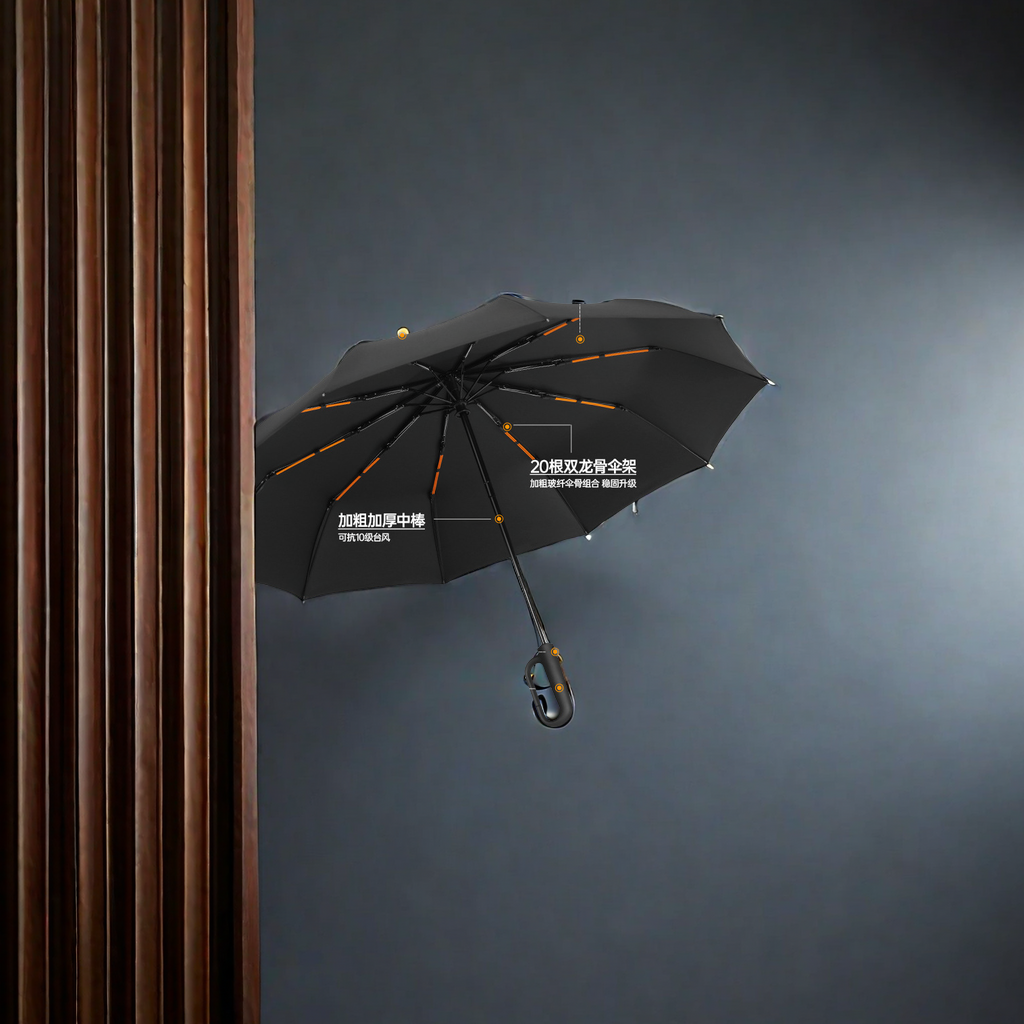 环扣自动伞 三折防晒防紫外线晴雨伞 黑胶遮阳伞 商务礼品伞 男女通用折叠伞 产品图