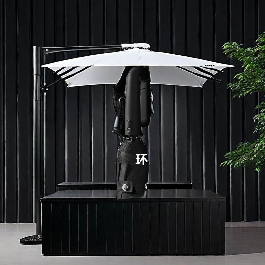 环扣自动伞 三折防晒防紫外线晴雨伞 黑胶遮阳伞 商务礼品伞 男女通用折叠伞 细节图