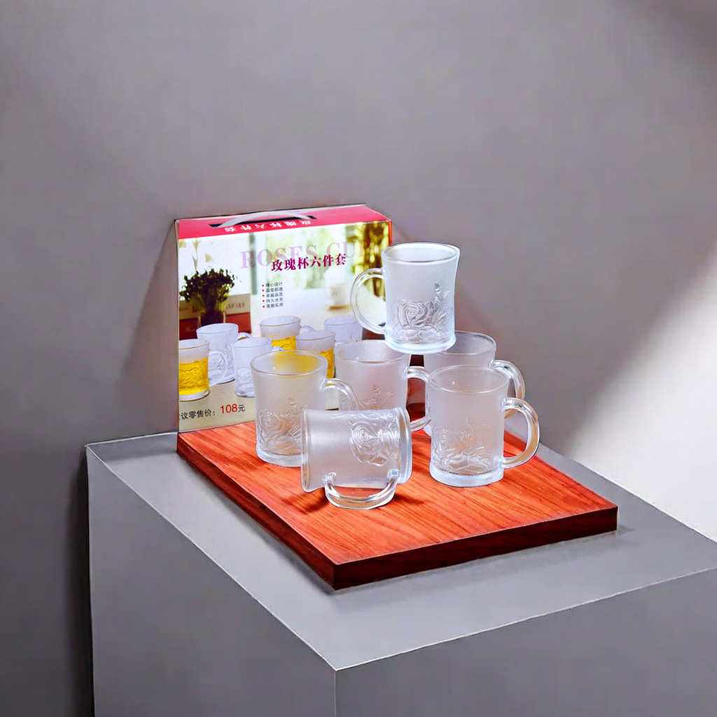 Factory direct sales frosted glass cup set, rose cup six-piece set and rose pair cup two-piece set combination. Special offer gift selection. Other categories are available for selection Specification image