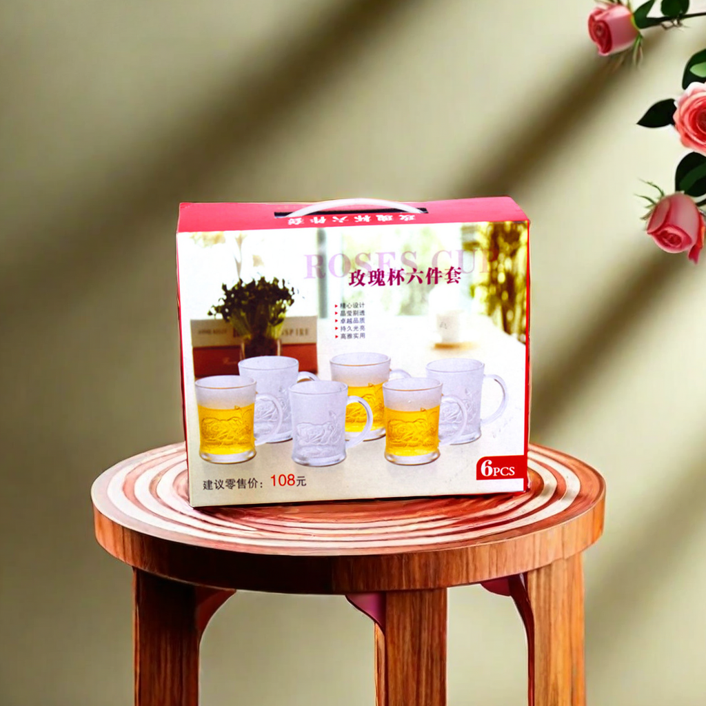 Factory direct sales frosted glass cup set, rose cup six-piece set and rose pair cup two-piece set combination. Special offer gift selection. Other categories are available for selection Application Scenario