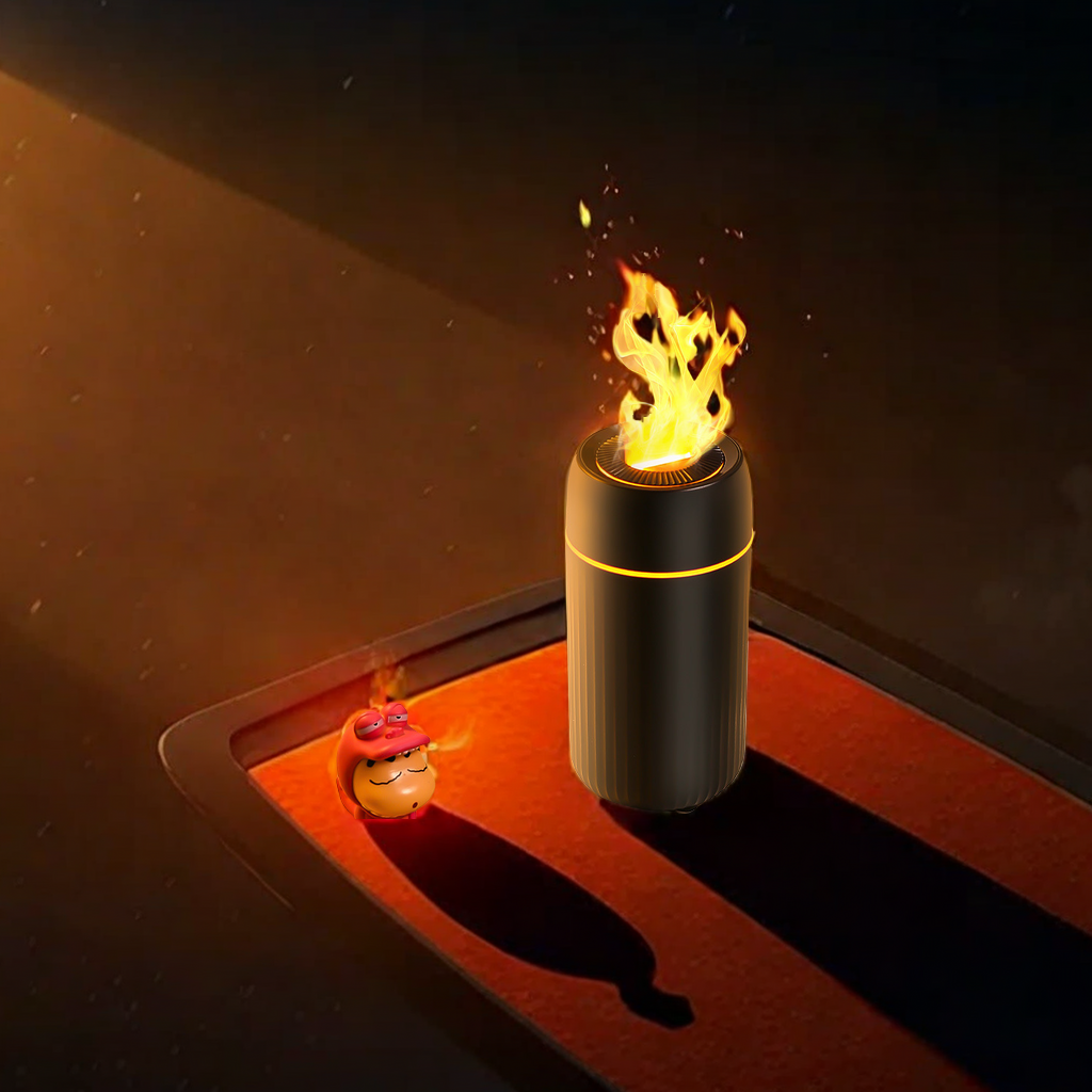 新款创意迷你仿真火焰香薰机 小型车载精油扩香机 超声波火焰加湿器 空气净化器 加湿器家用静音