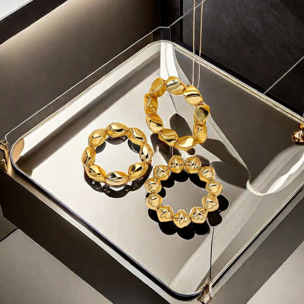 European And American Vegetarian Circle Irregular All-Match Ring, Female Minority Ins Wind Design Do Not Fade Combination Ring 💍 Personality Design Full Star Head Female Senior Lock Wholesale Specification drawing