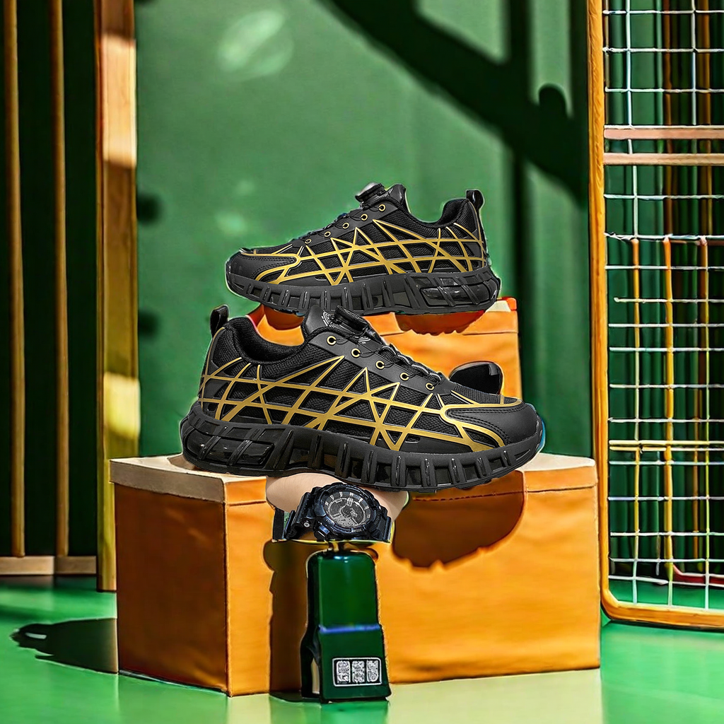 2024 New Summer And Autumn Men's Network Sports Shoes Ventilated Mesh Design Father Shoes Outdoor Running Shoes Rotary Buckle Casual Shoes Live Hot Push Football Shoes Trend