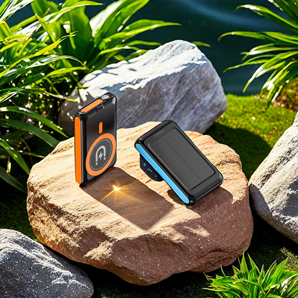 私模5000毫安磁吸无线充快充充电宝太阳能三防手机充电宝户外移动电源solarpowerbank跨境批发非洲东南亚印度
