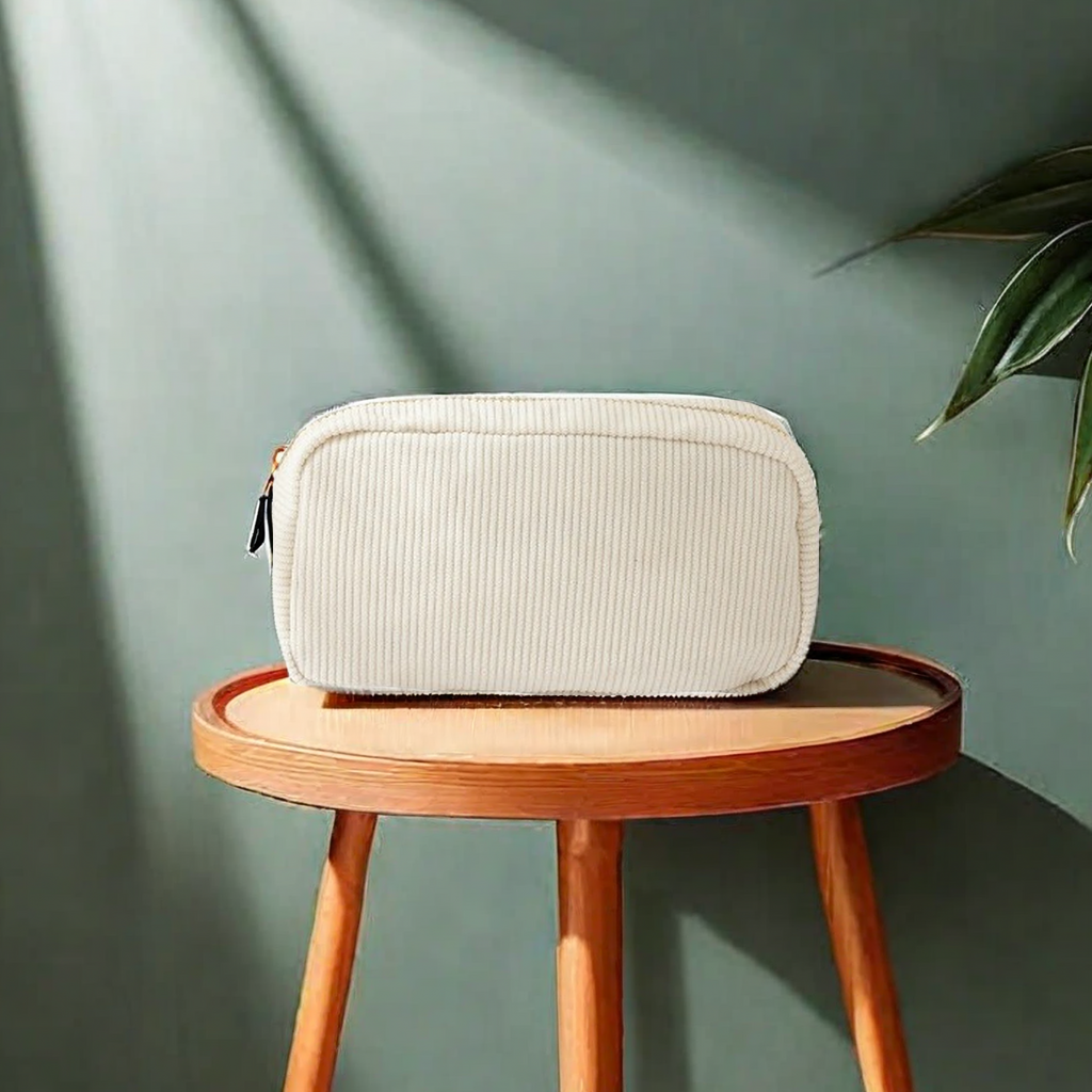 Aqi Cross-border large-capacity makeup bag, portable travel toiletry storage bag, simple design corduroy storage bag, 1827 style Item Picture