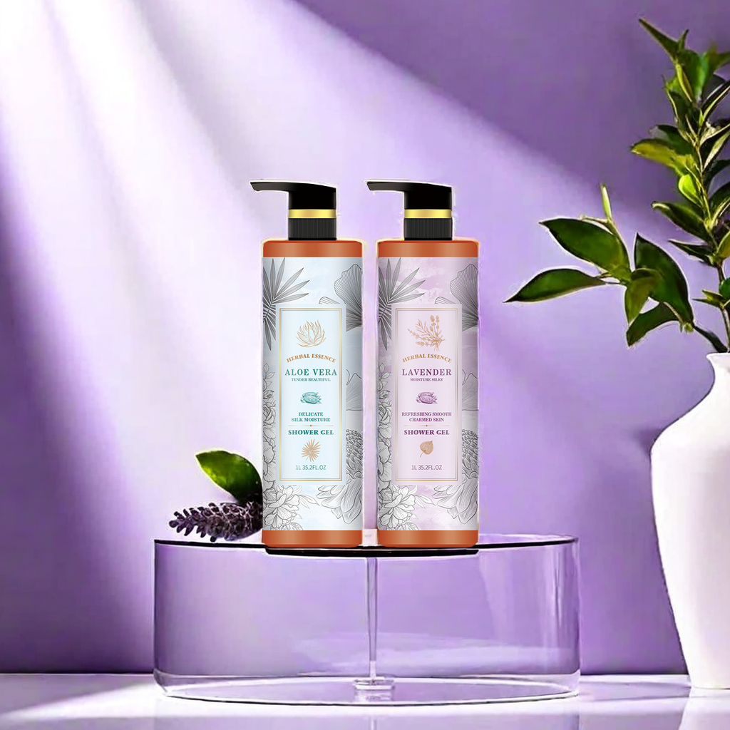 Xu Lavender Aloe Vera Body Wash for cross-border Trade, combined with Ginger Olive Rose Shampoo 44ml set, gently cleanses, moisturizes and hydrates Item Picture