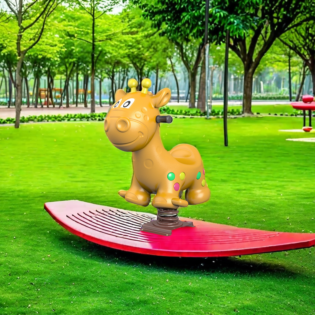 Children's outdoor rocking horse spring PE toys kindergarten community park amusement equipment seesaw swivel chair rocker Hualong play toy manufacturers direct sales Specification drawing