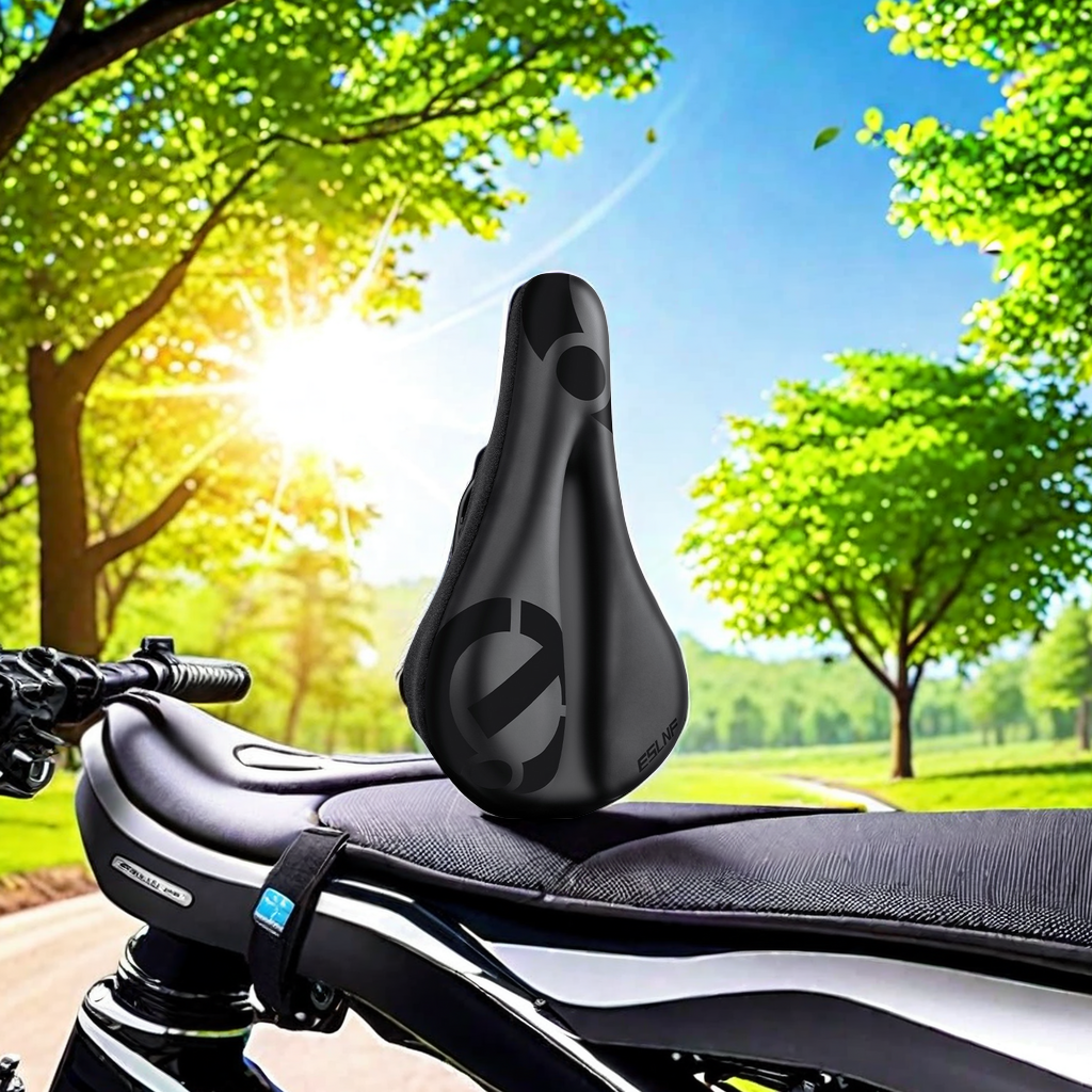 ESLNF brand 4476 model bicycle silicone seat cover, mountain bik-specific waterproof and shock-absorbing outdoor cycling seat cover saddle accessory, comfortable and durable Item Picture