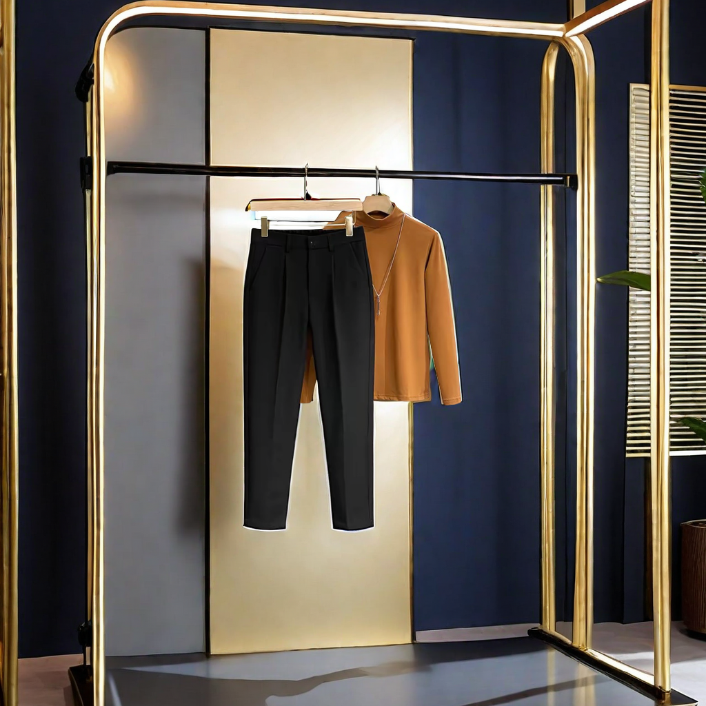 The new autumn collection of men's solid-color slim-fitting 9-inch dress pants from a trendy brand features British-style no-iron suit pants with a sense of drape and casual wear. Paired with a T-shirt, it makes you look more stylish details Picture