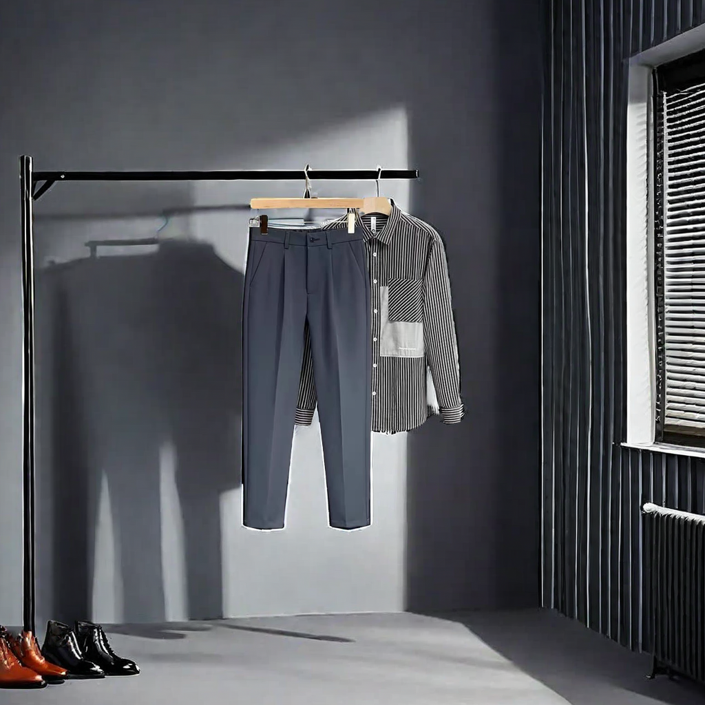 The new autumn collection of men's solid-color slim-fitting 9-inch dress pants from a trendy brand features British-style no-iron suit pants with a sense of drape and casual wear. Paired with a T-shirt, it makes you look more stylish Application Scenario