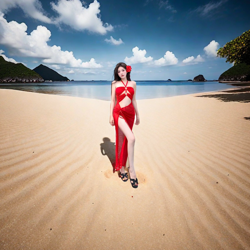 2024 The New Red Sexy Bikini Women's Swimsuit Small Chest Gathering To Slimming Backless Split Design details Picture
