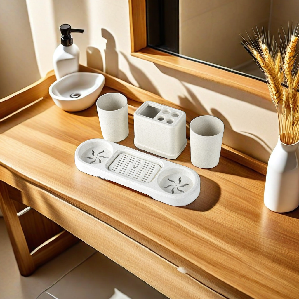 Wheat straw couple toiletry set, household toothbrush cup holder, student toothbrush and toothbrush holder, plastic mouthwash cup factory direct sales, other categories, environmentally friendly materials Specification image