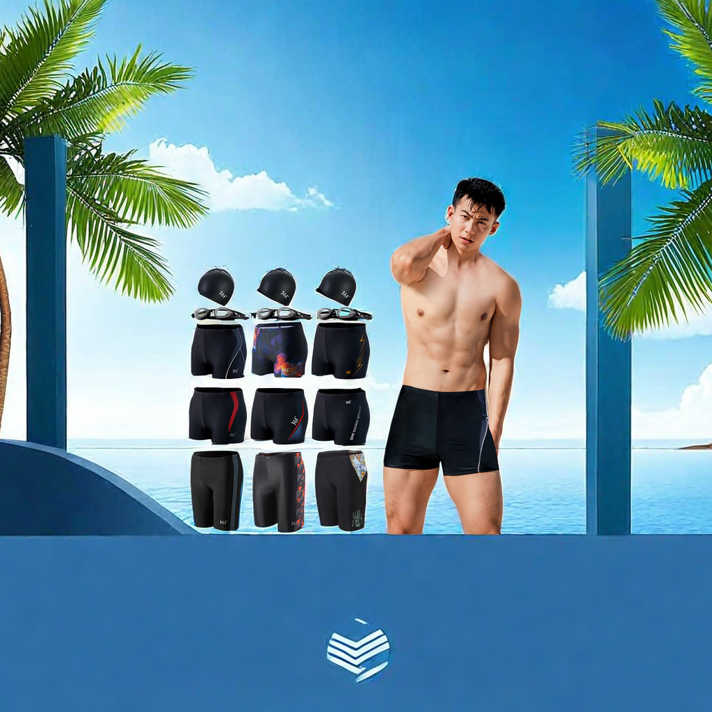 361 Men's Professional swimming trunks anti-embarrassment flat-angle 5-inch swimming trunks large-sized quick-drying swimsuit sets are suitable for all kinds of water activities