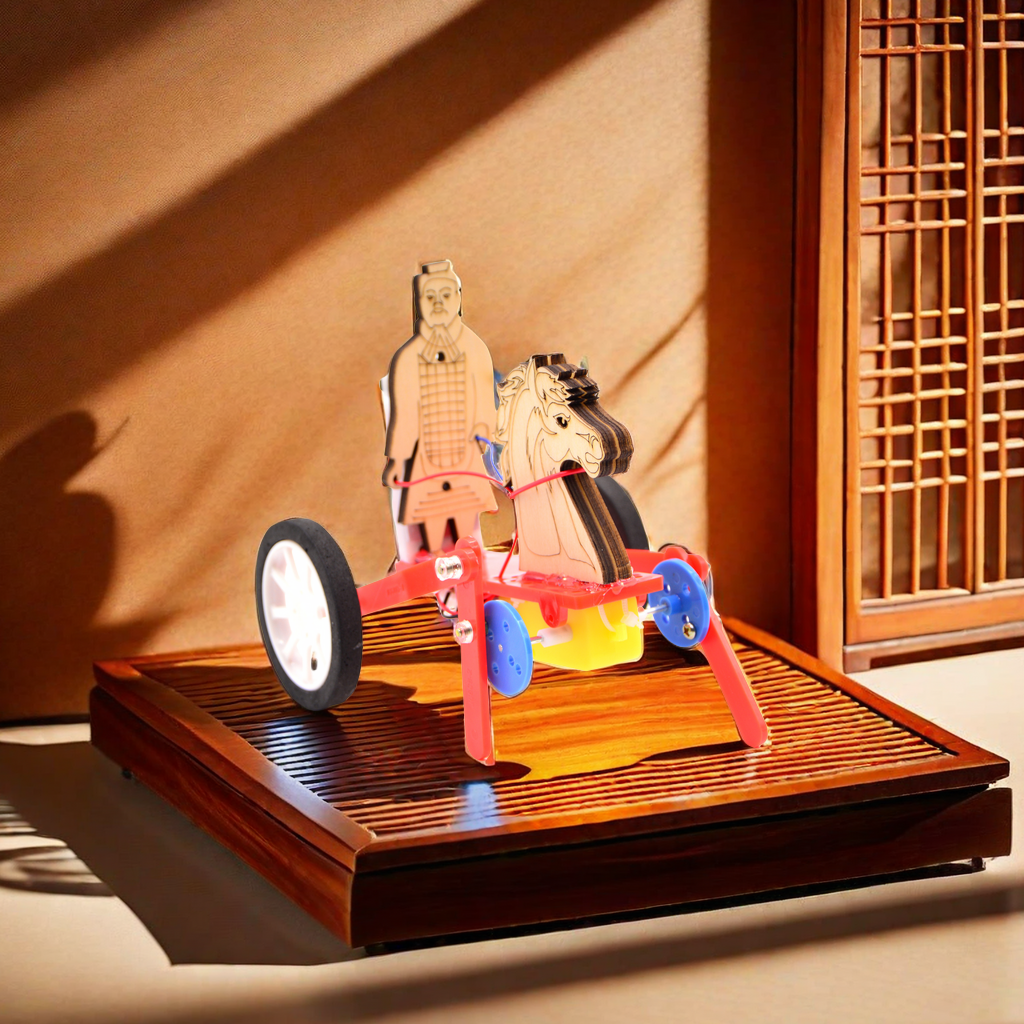 Teacher Xing's small science and technology handicraft DIY ancient chariot model toy Little Horse-drawn cart Creative educational toy parent-child Interactive learning set