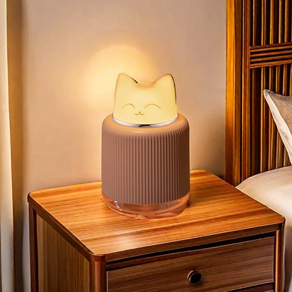 新款猫咪灯宠星USB家用静音喷雾加湿器 办公室香薰机卡通保湿可爱 笔筒款式可选