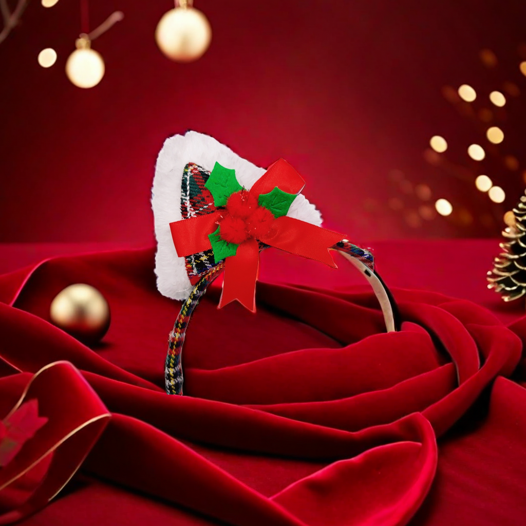 2023 New Christmas red antler little Chanel cat ear headband, retro hair accessory, cross-border wholesale bracelet, exquisite women's hair band, fashionable and trendy headwear Specification image