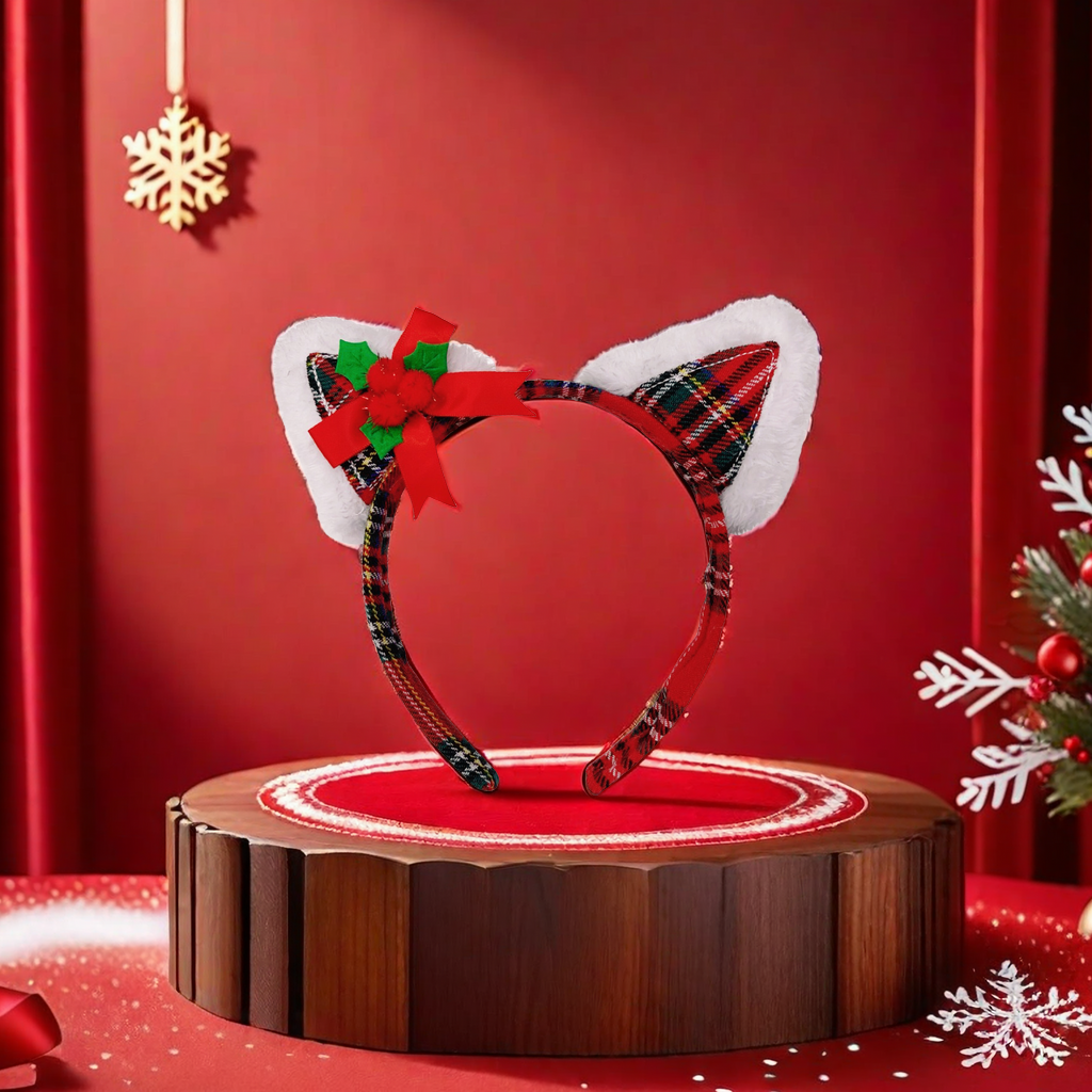 2023 New Christmas red antler little Chanel cat ear headband, retro hair accessory, cross-border wholesale bracelet, exquisite women's hair band, fashionable and trendy headwear Application Scenario