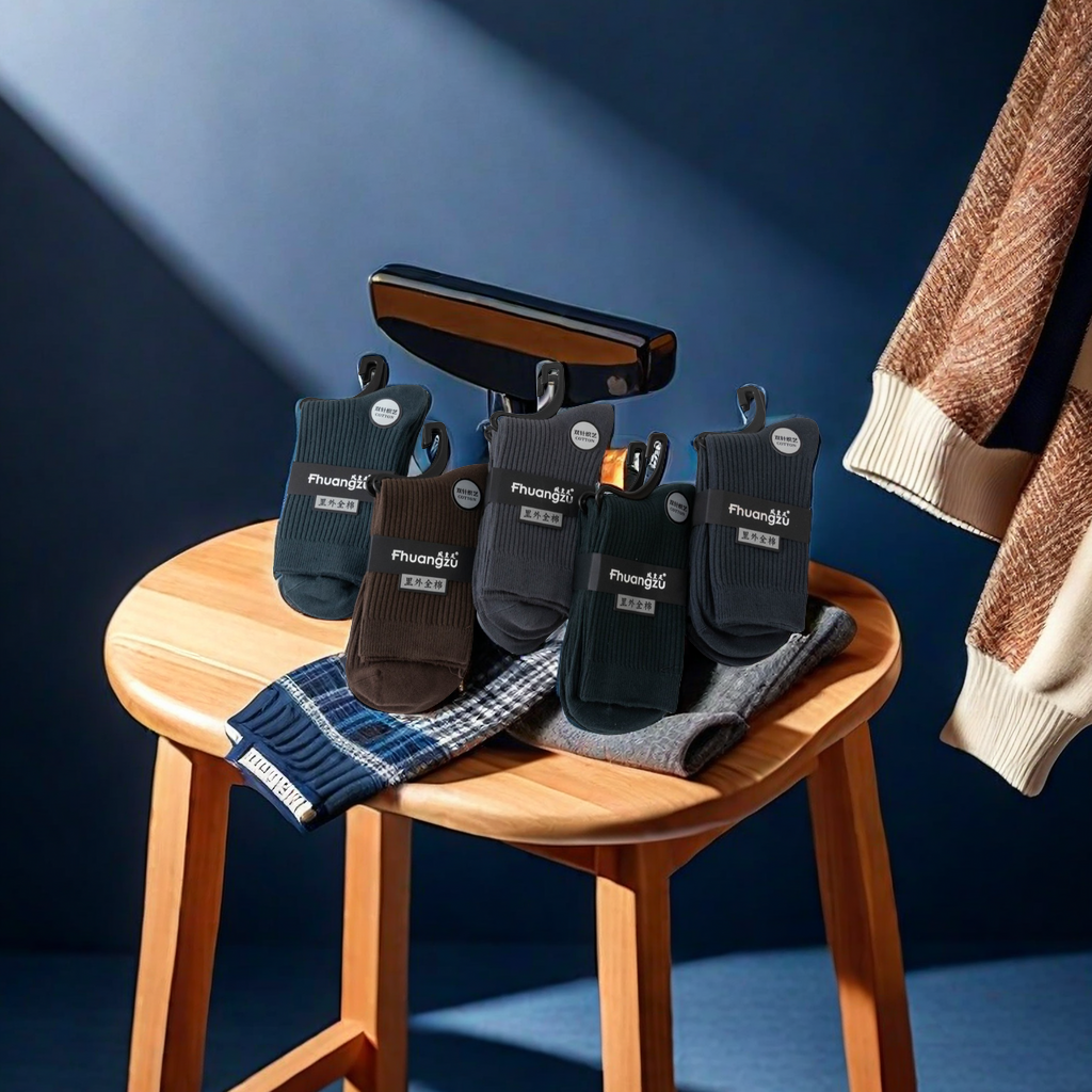 Nuevo hombre otoño invierno rodillera calcetines de algodón medio engrosado color oscuro negocios deportes antibacteriano anti-olor no pillable algodón al por mayor details Picture