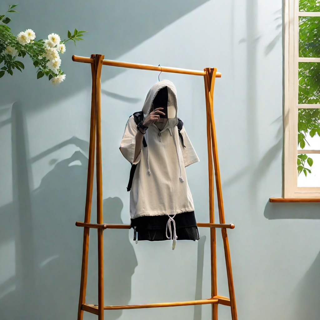 Summer men's short-sleeved T-shirt, cool and trendy in ins style, hooded half-sleeved sweatshirt, student with hat, solid color hat, cape, cool half-sleeved trendy T-shirt