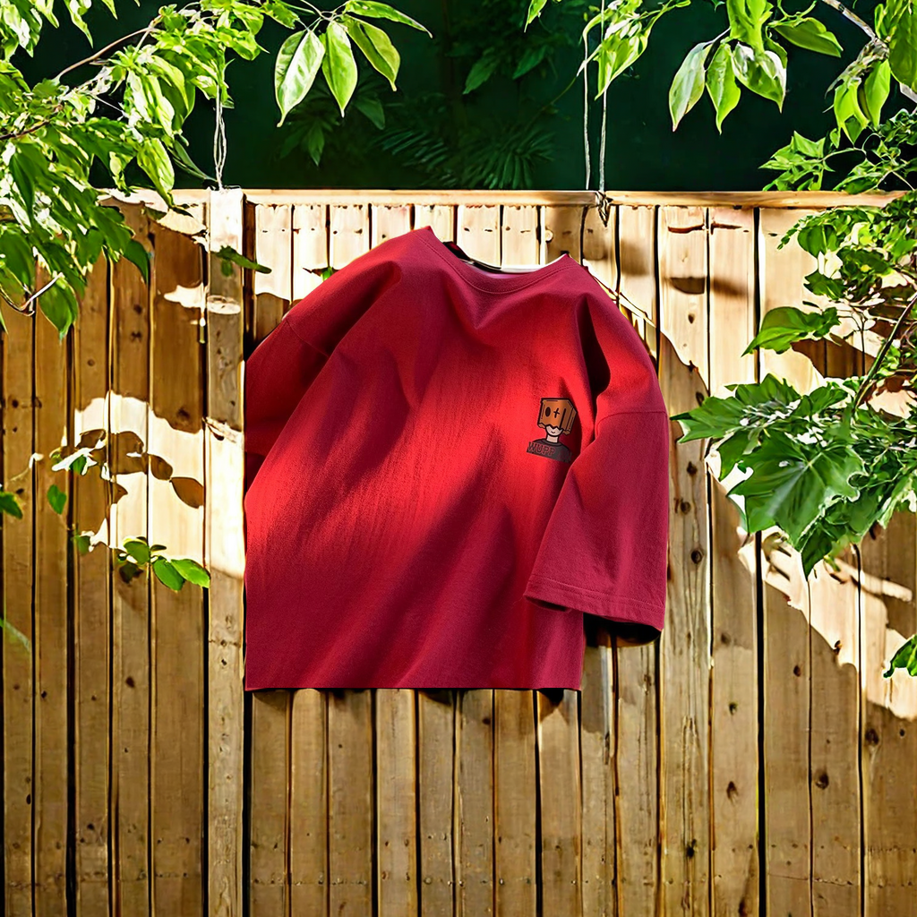 This is a trendy brand's heavyweight pure cotton oversized loose short-sleeved T-shirt for men. It's a versatile half-sleeved, comfortable, breathable and fashionable casual T-shirt for summer Specification image