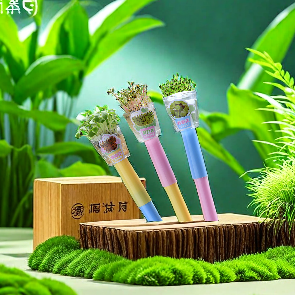 Chenxi Creative DIY Mini potted Plant Grass Pen, Full Needle Black Gel Pen, Rich Flower Quick Wealth Flower Style Long grass Pen bring you endless creative fun