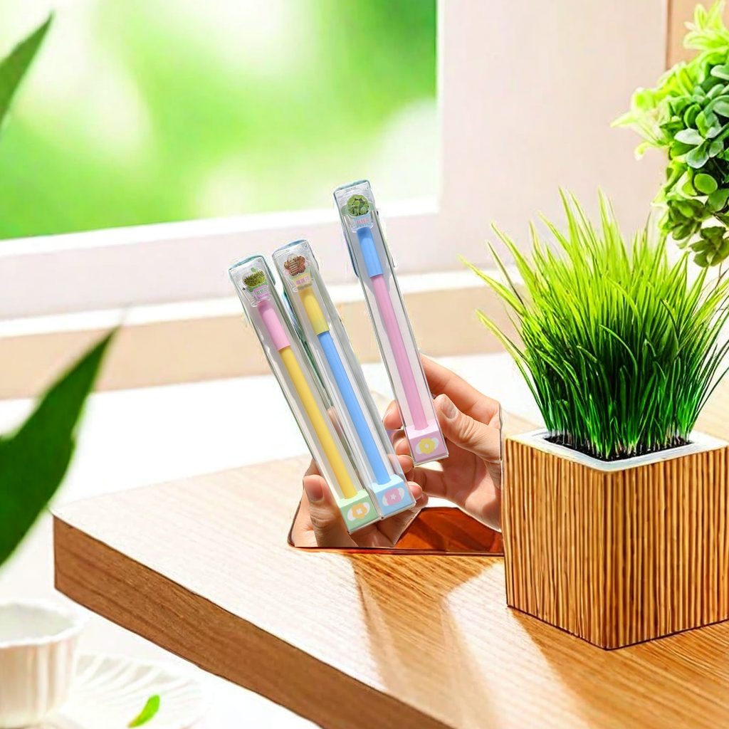 Chenxi Creative DIY Mini potted Plant Grass Pen, Full Needle Black Gel Pen, Rich Flower Quick Wealth Flower Style Long grass Pen bring you endless creative fun details Picture