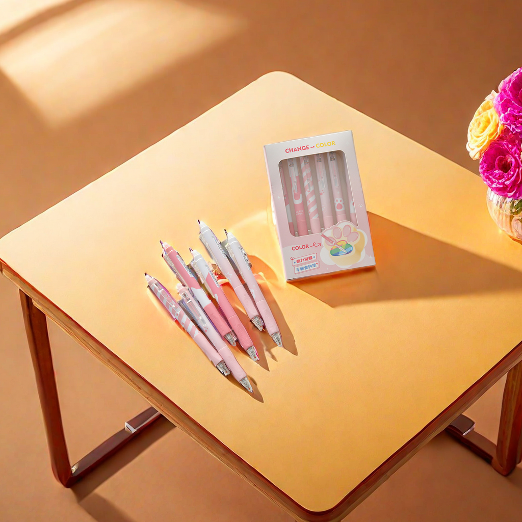 Chenxi's new cat paw planner pen, 0.6mm, easy-to-erase colored brush, gel pen, touch-erasable color-changing fountain pen, creative stationery, cute student supplies