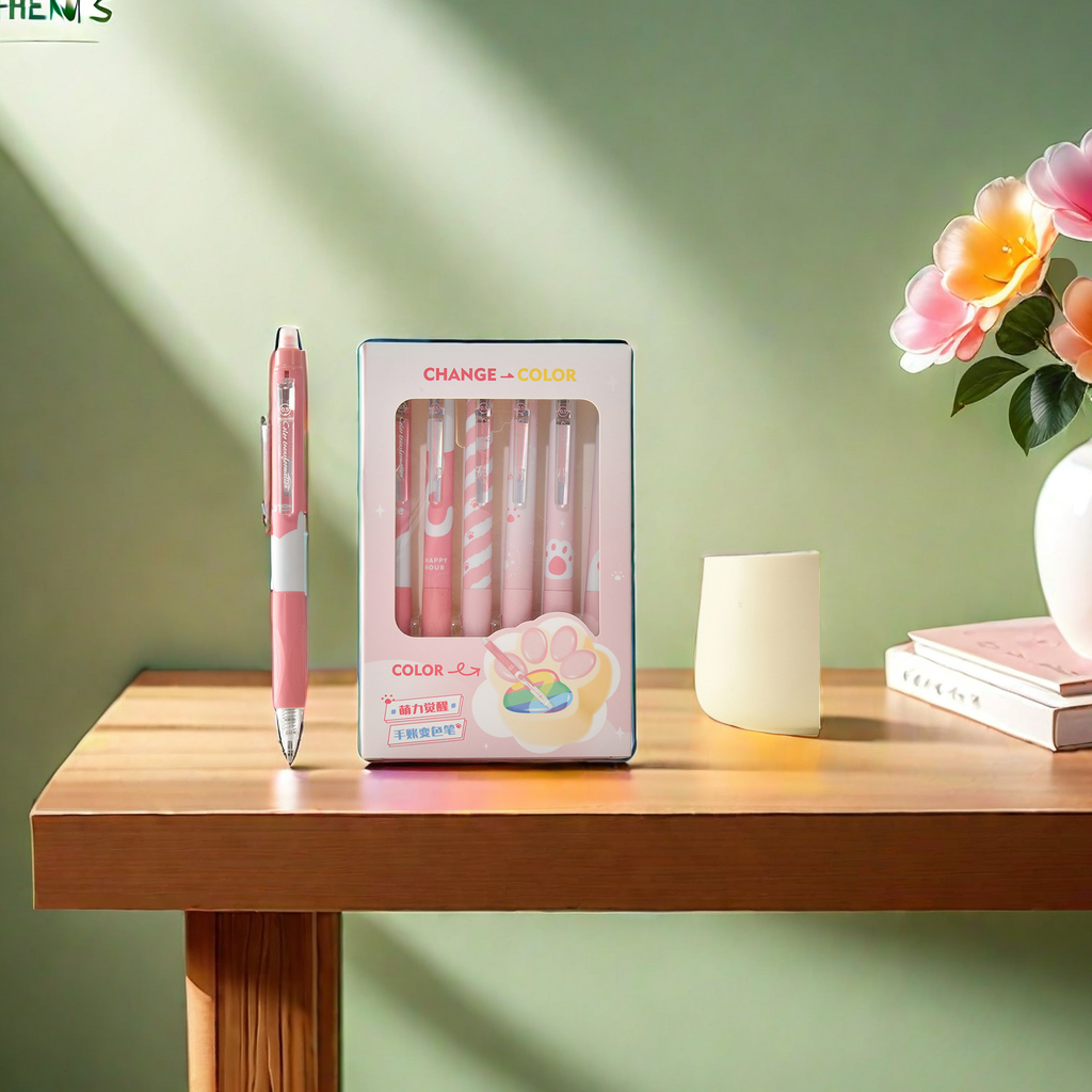 Chenxi's new cat paw planner pen, 0.6mm, easy-to-erase colored brush, gel pen, touch-erasable color-changing fountain pen, creative stationery, cute student supplies details Picture