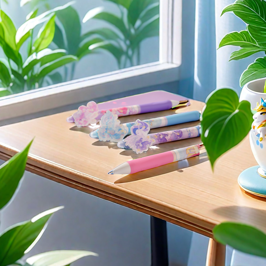 Chenxi is really good at erasing unicorns. Press and erase gel pen. Anime soft grip, crystal blue, high appearance level. Practice pen ST. Smooth tip, smooth writing, no marks, erasable Specification image