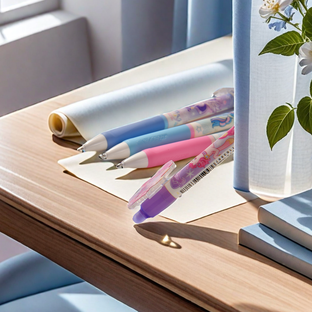 Chenxi is really good at erasing unicorns. Press and erase gel pen. Anime soft grip, crystal blue, high appearance level. Practice pen ST. Smooth tip, smooth writing, no marks, erasable Application Scenario