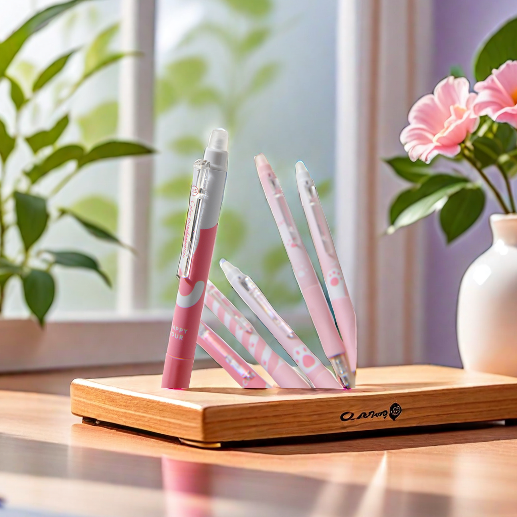 Chenxi Cat Paw Erasable Color-changing Pen 6-piece Set, Soft rubber case Planner Pen, Drawing Pen, Gel Pen, Colorful Creative Erasable Pen Specification image