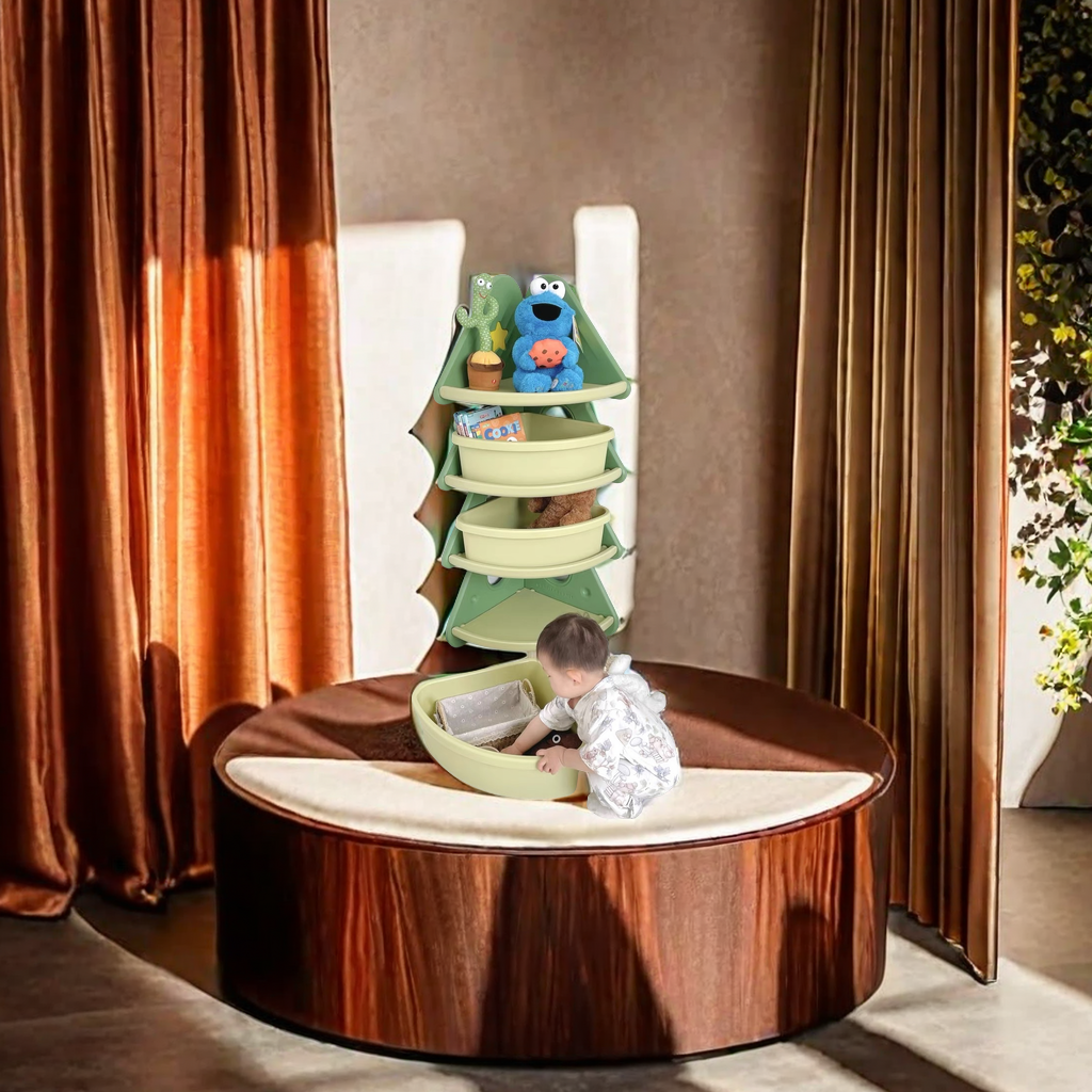 Storage rack storage wonder, children's storage cabinet, corner bookshelf, children's room, Christmas tree, toy storage rack, multi-layer storage box Item Picture