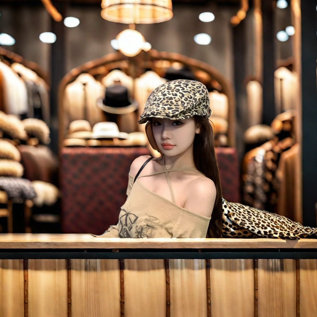 This is a retro leopard-print forward hat for women in spring and summer, featuring a duck-tongued beret. It's a trendy subculture style hat that makes your face look smaller and makes you look more individualistic. It's a hat for adult girls